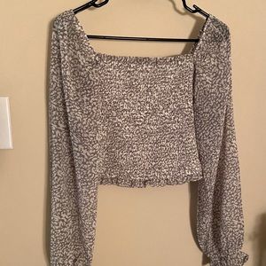 Long Sleeve Cropped Blouse
